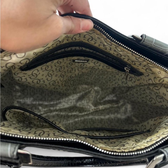 Guess Black and Gray Croc-Embossed Shoulder Bag - Picture 5 of 7